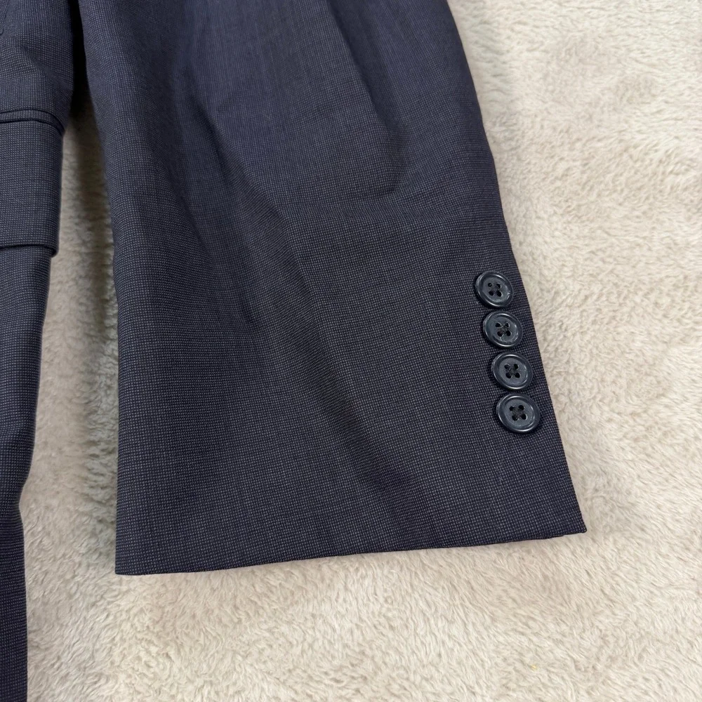 Jos A Bank Mens 42R Gordon Navy Blue Wool 2 Button Suit Pleated Cuffed 36x28